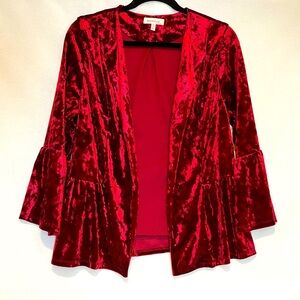 Monteau Los Angeles Velvet Blazer Open Bell Sleeves Size Medium Gothic Festive